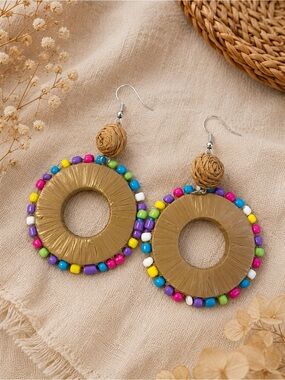 paparazzi Gold Hoop Earrings with Multicolor Beads